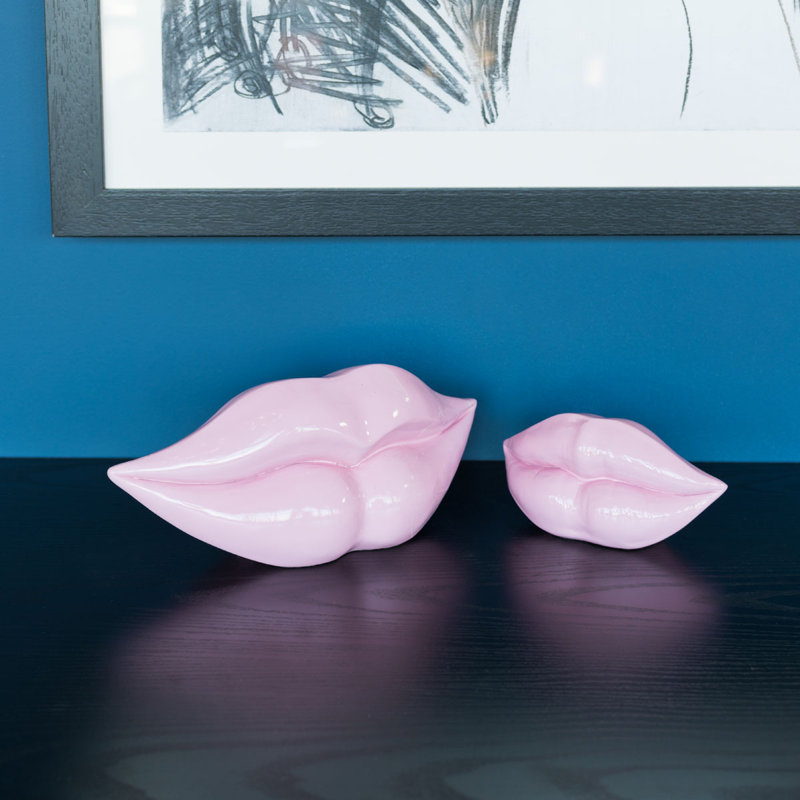 Magno Lips Decorative Object, 8" H x 17" W x 6" D, Pink