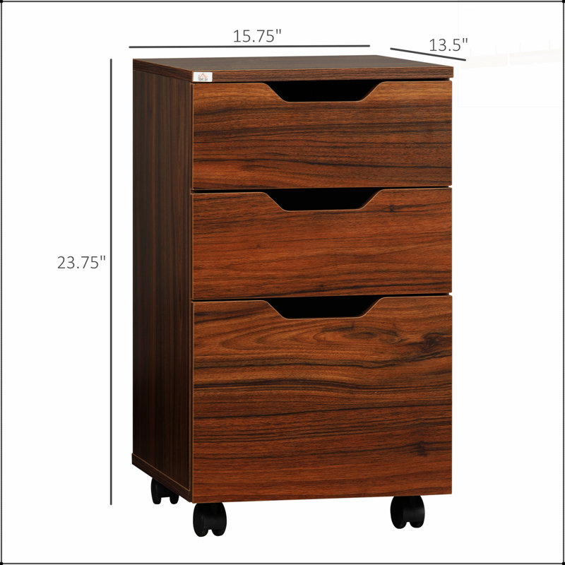 Armoire de rangement compacte sous le bureau à 3 tiroirs avec roulettes lisses pour les espaces de bureau organisés
