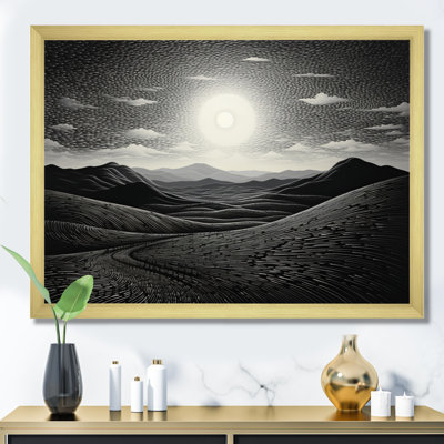 Désert majestueux pointillisme monochrome sur toile