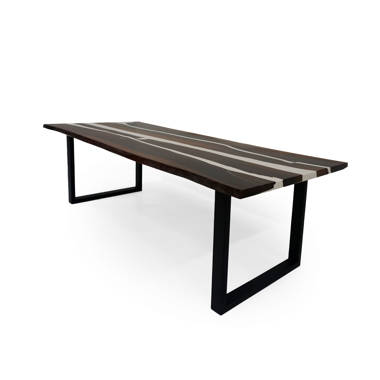 Flowers Dark Walnut Oval Black – Epoxy Table- Office Table- Resin
