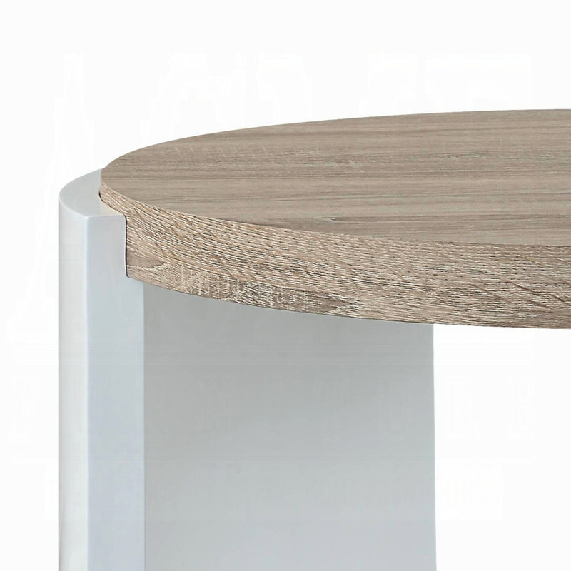 Modern Oak And White Gloss End Table - Living Area Statement High Oval Space Allure