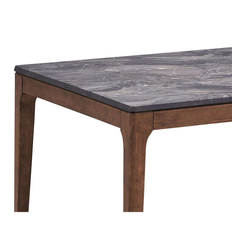 Table de salle à manger en pierre d'ingénierie en noyer - Design sophistiqué, matériaux avec finition naturelle et