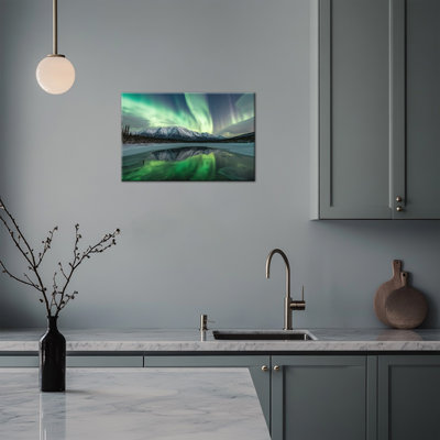 Large Adrianny Northern Lights, impressions sur toile, lac de montagne, peinture, paysage, image encadrée, affiche murale prête à être suspendue pour la chambre à coucher, bureau, 24 po x 36 po