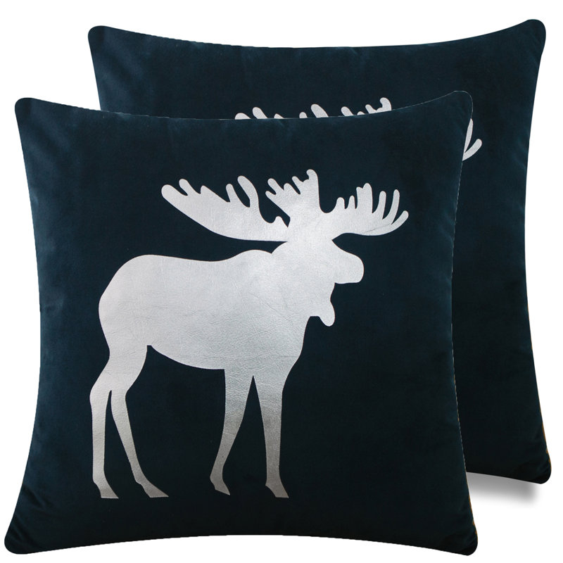 Housse et insert de coussin carré de Noël, Argent, Polyester/ Bourre en polyester