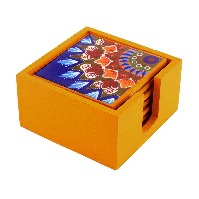 Ensemble de 7 sous-verres avec support fruits du soleil