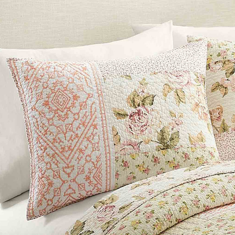 Taie décorative matelassée 100% coton Sweet Blooms, Très grand lit