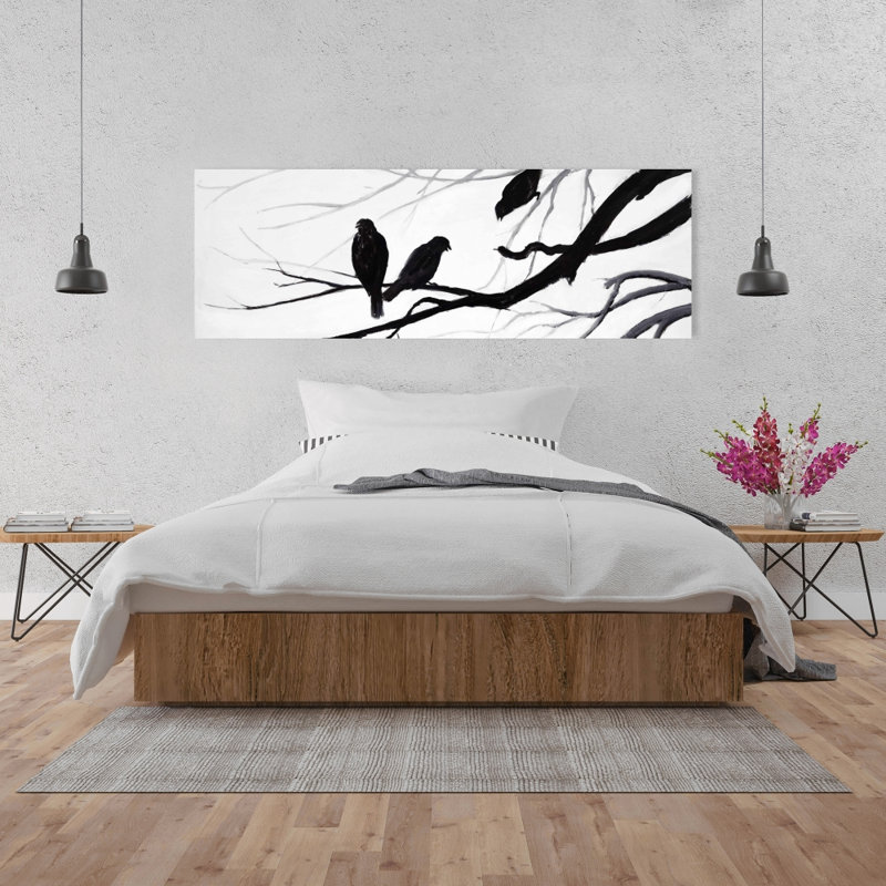 Silhouette d'oiseaux - Toile noire et blanche pour la décoration intérieure