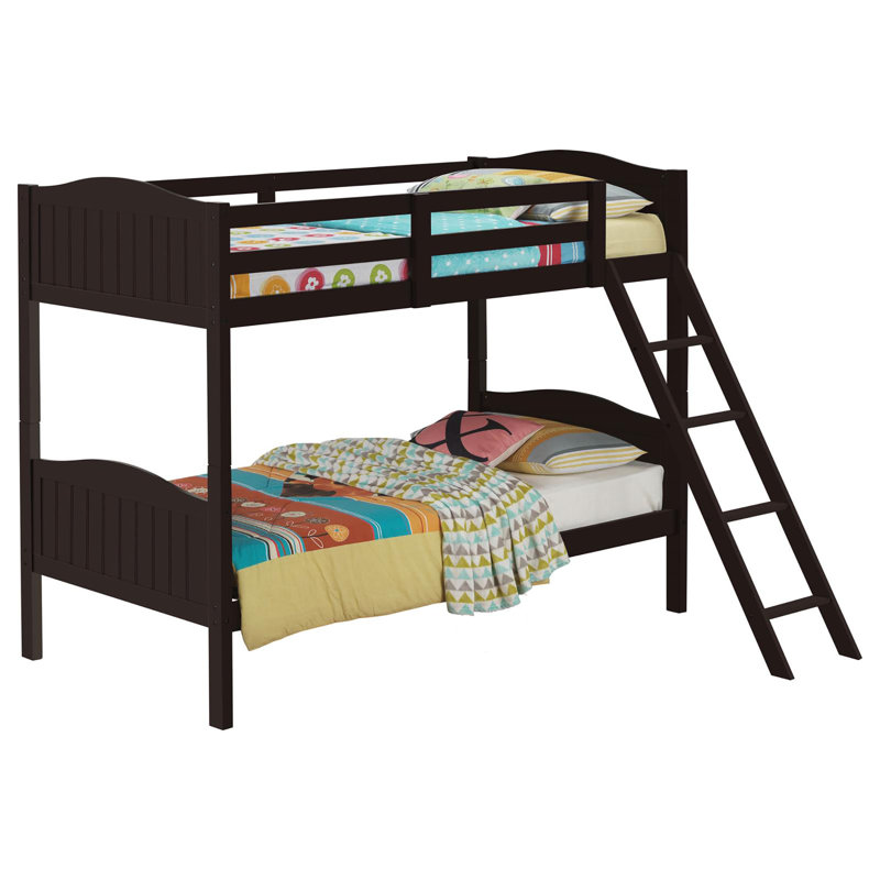 Twin/Twin Bunk Bed With Arched Headboard, Brown