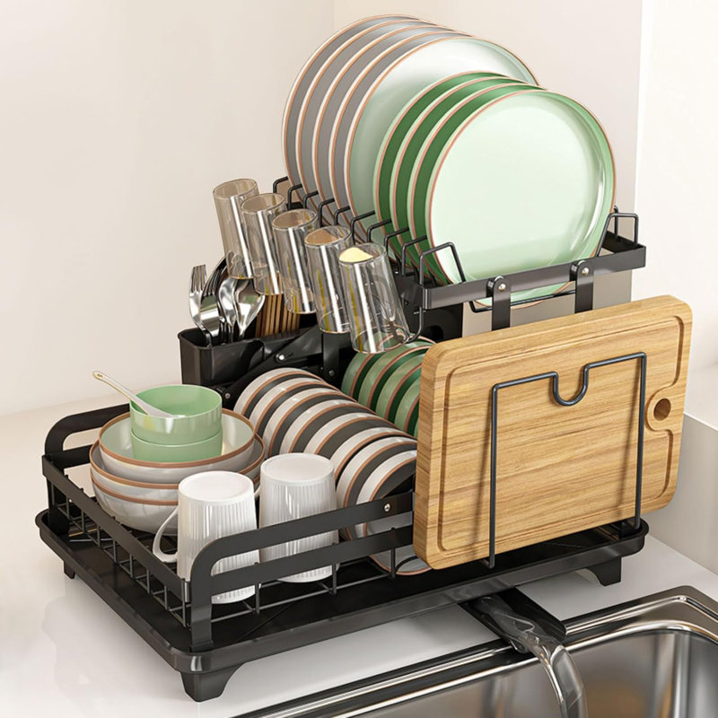 Two Tier Dish Rack, Black