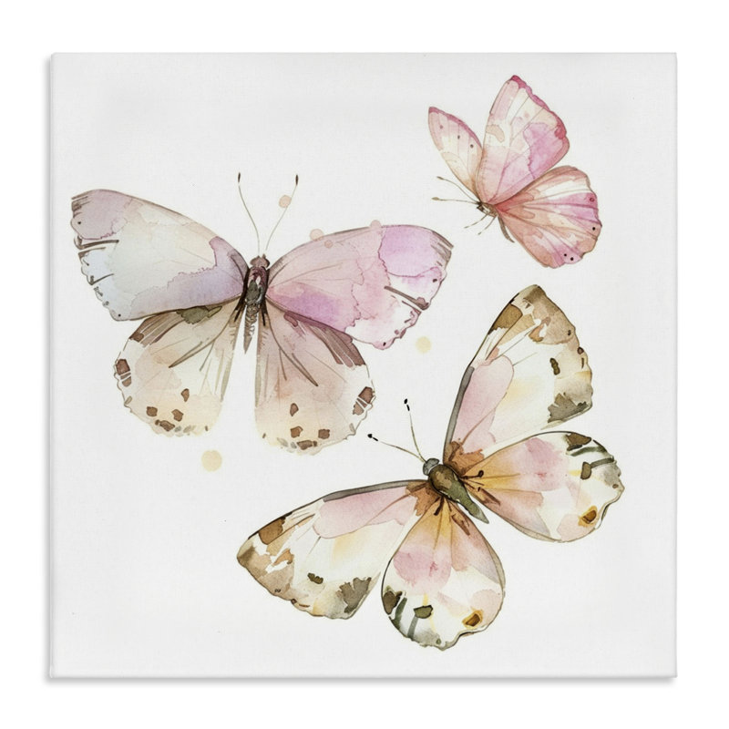 Toile douce en forme de papillon à l'aquarelle, design par LSR Creative Studio, H 36 po x l 36 po