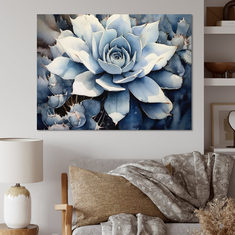 «Blue Blue Cactus Minimal Collage I» sur toile, H 30 po x l 40 po x P 1,5 po, Toile tendue