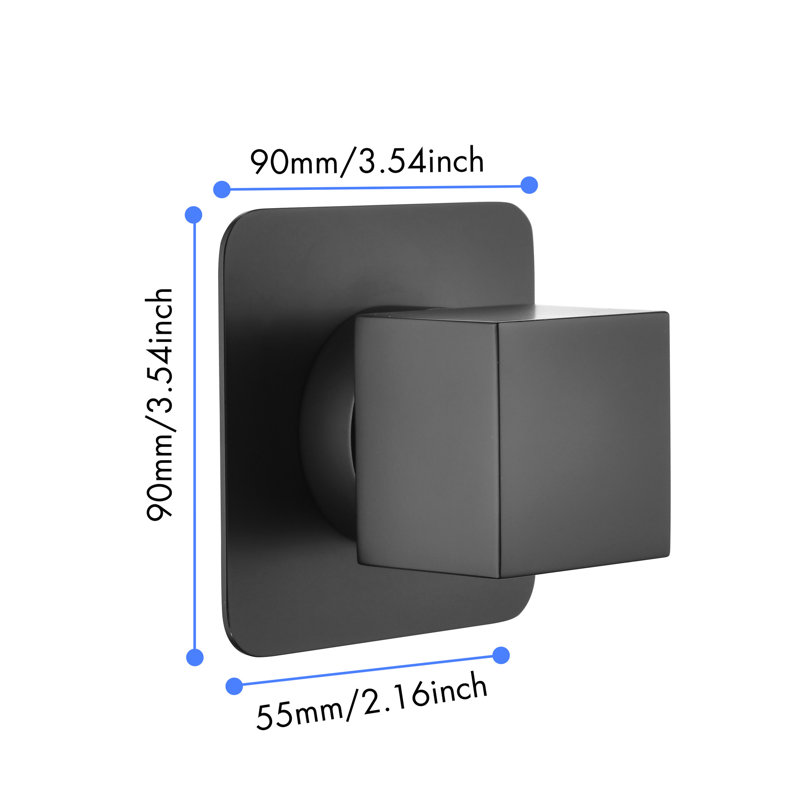 Contrôle de volume en métal coulé noir mat 3/4 po, laiton avec poignée réglable pour un débit d'eau constant, une intensité et un contrôle de la température durables