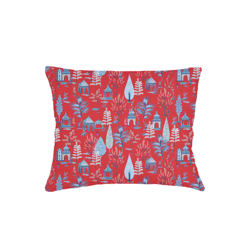 Printed Pillows Linen Geometric Accent Pillow, Red, Rectangle 28" H x 36" W, Down Blend