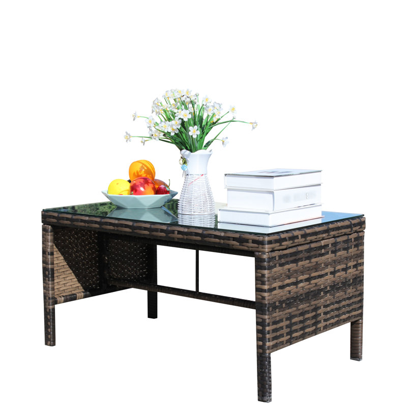 Brown Patio Coffee Table - Clear Glass, 31.15X17.5 Inch, Water Furniture , , 180 Lbs
