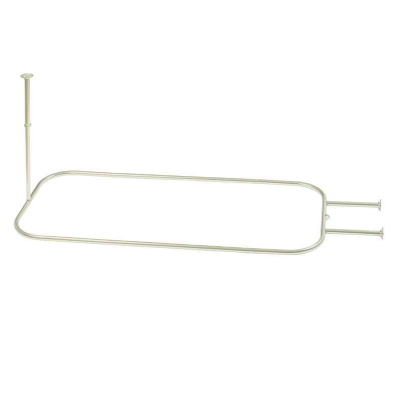 70.57'' D-Shaped Fixed Shower Curtain Rod, Satin Nickel