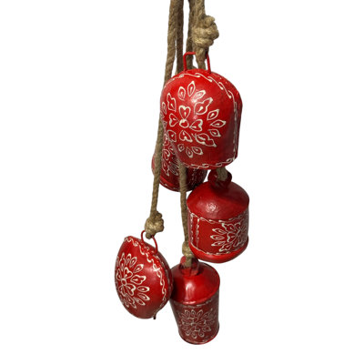 5-Bell Pendant Chime in Red and White