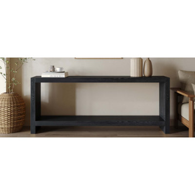 Grande console de style campagnard, table d'entrée rustique à 2 niveaux avec placage de bois, canapé rétro pour canapé derrière le canapé, salon, couloir, assemblage facile