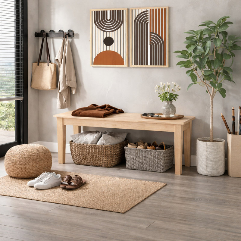 Banc en bois Weldy, Ivoire