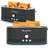 Premium 4-Slice Toaster with 7 Browning Settings, 1400W Stainless Steel Anti-Fingerprint Housing, Sleek Black Finish