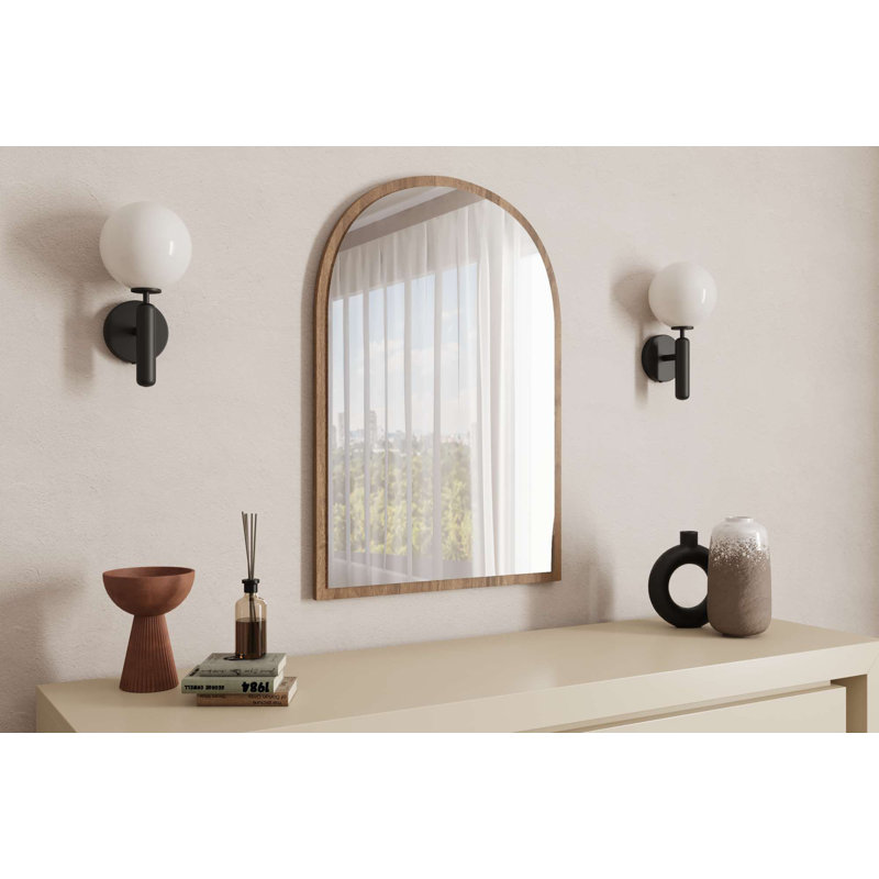 Miroir arqué 100% bois aggloméré, Noyer