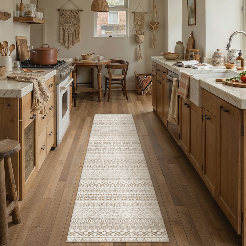  Cherry Modern Machine Washable Area Rug with Non-Slip Backing, Runner 2' x 8'