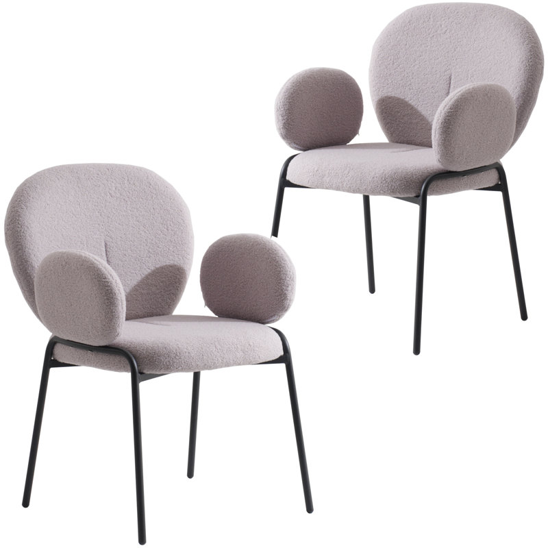 Chaise avec accoudoirs en tissu Amelia, Gris, Ensemble de 2, Noir