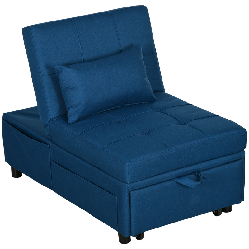 Marmion Single 65.5cm Upholstered Futon Chair, Blue, Foam
