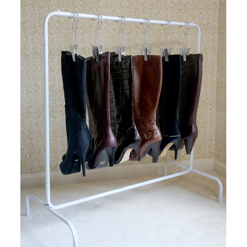 6 Pair Boot Storage, White/Silver