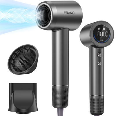 Ionic Hair Dryer, High Speed Fast Drying Blow Dryer with 200 Million Negative Ions, Low Noise, HD Display, Lightweight Portable Design with Magnetic Diffuser and Nozzle