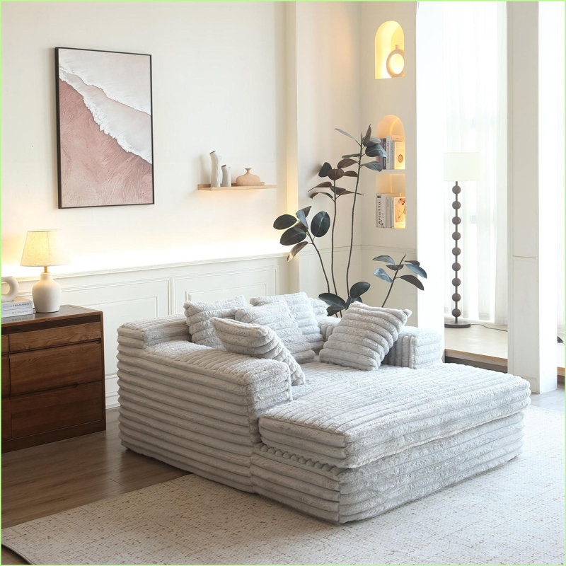 Méridienne Lazy Coussins | Gris clair | Tissu