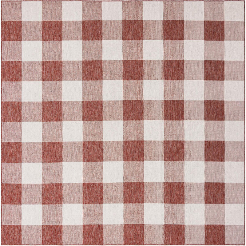 Tapis intérieur / extérieur rouge Borland, Carré 10 pi