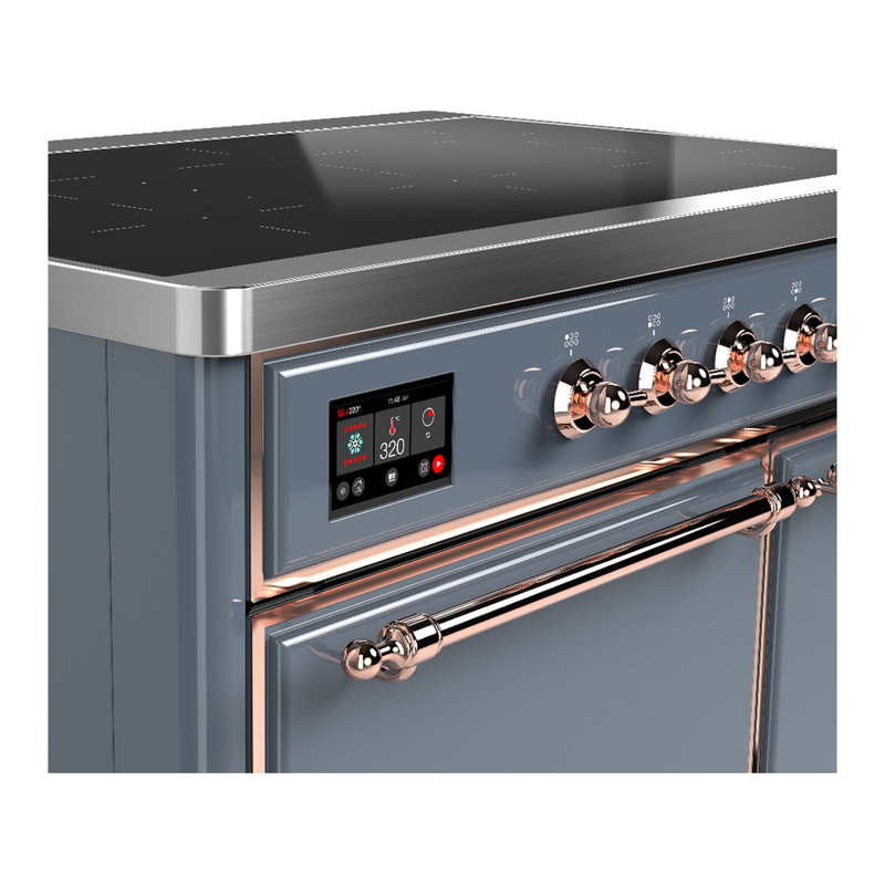Majestic III Series 40 Inch Induction Range with 6 Induction Elements in Blue Grey (Copper Trim), Copper, Blue Gray