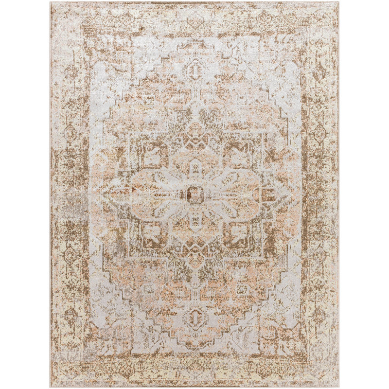 Purcell Machine Washable Traditional Boho Clay Dark Brown Area Rug, Rectangle 66 x 115cm