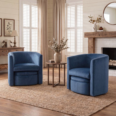 Kyah Upholstered Barrel Chair with Ottoman