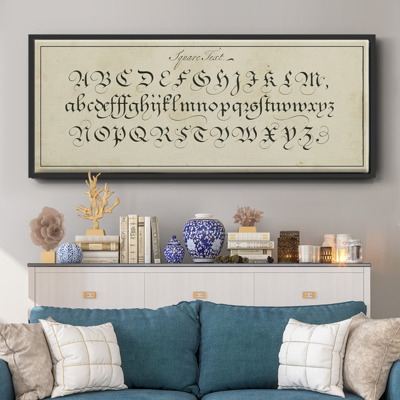 Manuscript Sampler III- Framed Canvas, 8" H x 20" W