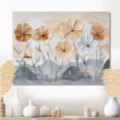Meghan Soft Creame Morning Glory Flowers Field III - Morning Glory, art mural