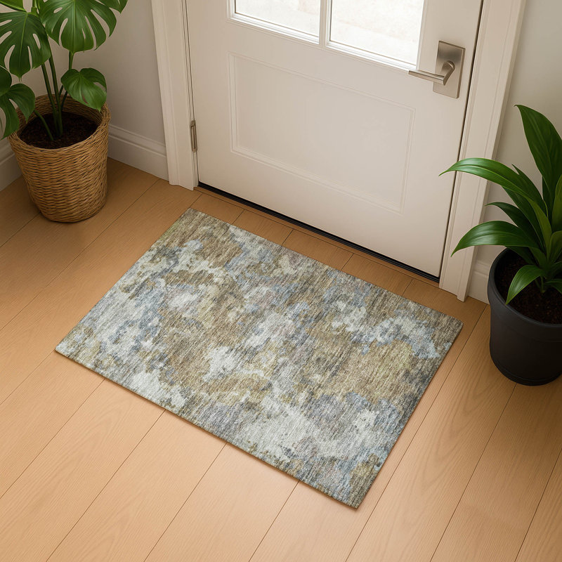 Premium Machine Washable Pinkston Abstract Rug, Rectangle 1'8" x 2'6"