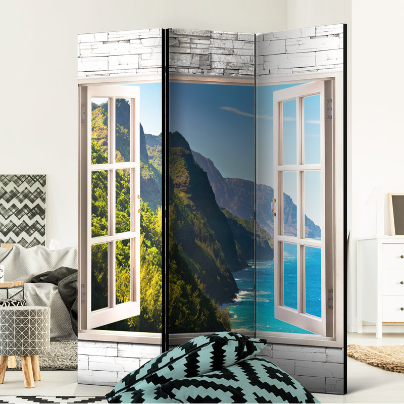 Chloe Solid Wood Folding Room Divider, 3