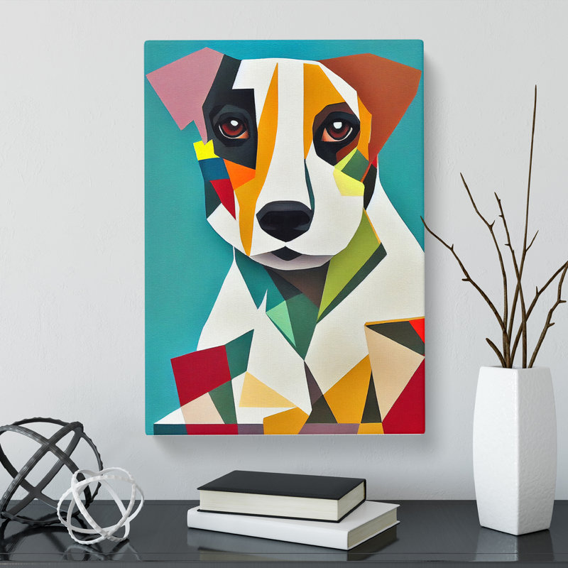 Phylicia Jack Russell Terrier Geometric Vol.3 - Wrapped Canvas, 50cm H x 35cm W x 3cm D