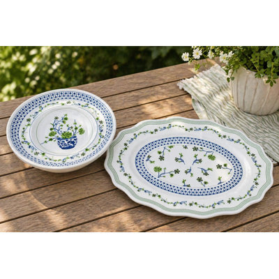 Floral Cache Pot Melamine Serving Set