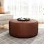 Upholstered Round In Brown Faux Leather, 31.07 Inches Wide, Deep, 16.36 High, With A Contemporary And Functional Design Leather , Brown, W, D, H, Dense Foam Spring System For Optimal Comfort