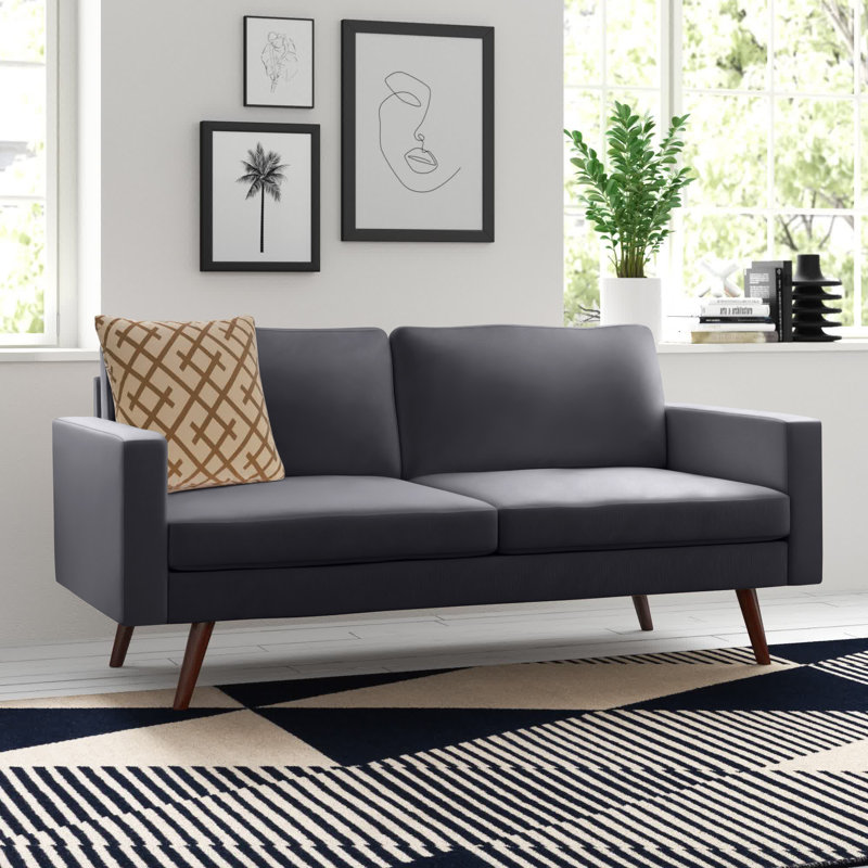 Jaimelynn Upholstered 71'' Sofa, Dark Gray Polyester