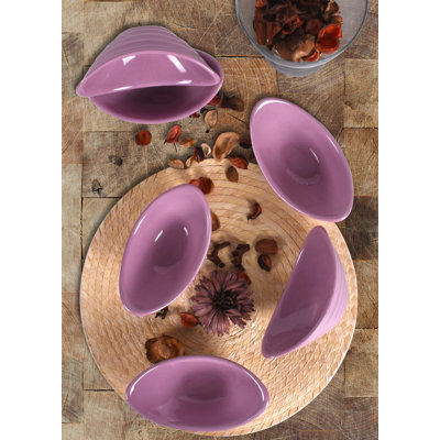 Elegant Ceramic Bowl Set (6 Pieces), Purple, 6.3 x 4.6 x 1.2 inches | 100% Ceramic, Antibacterial & Thermal Shock Resistant | Dishwasher & Microwave Safe, Easy to Clean | Perfect for Serving & Food Prep