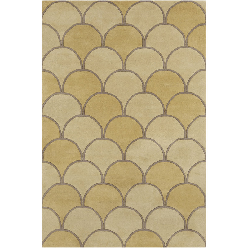 Tapis moderne en laine touffeté à la main doré et brun Ailey