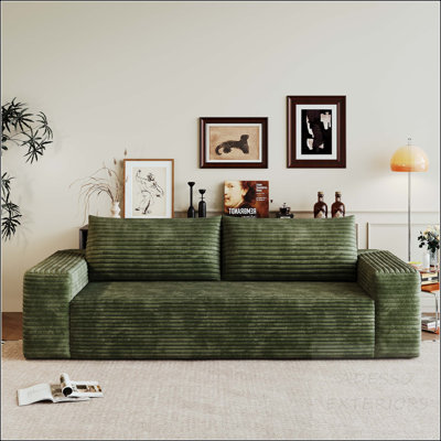 Causeuse en velours côtelé 63 po avec assise profonde et sans assemblage