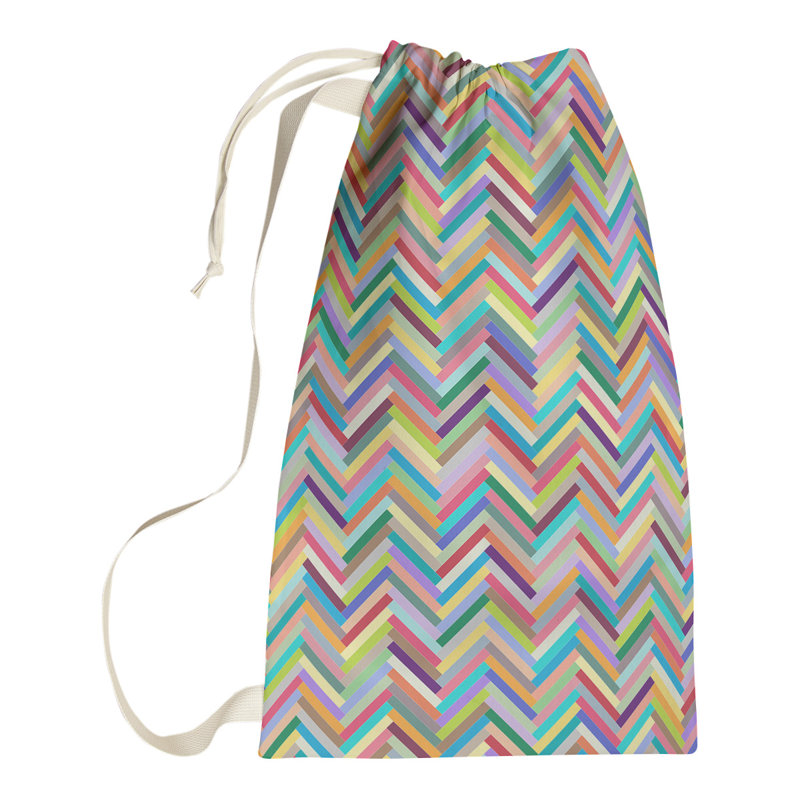 Sac à linge chevrons Mcguigan, Petit (H 29 po x l 18 po x P 1,5 po), Arc-en-ciel