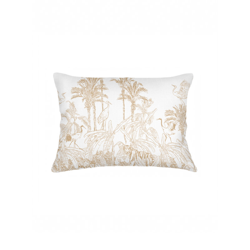 Printed Pillows Linen Pillow Cover & Insert, Black, Rectangle 14" H x 40" W, Down Blend