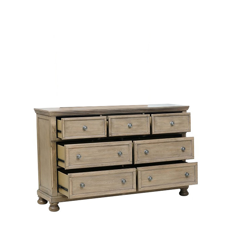 Commode 7 tiroirs Aleira, Fil-gris brossé