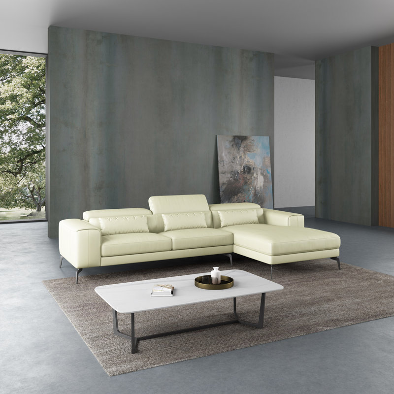 Cavour Sectional, Right Hand Facing, White Genuine Leather