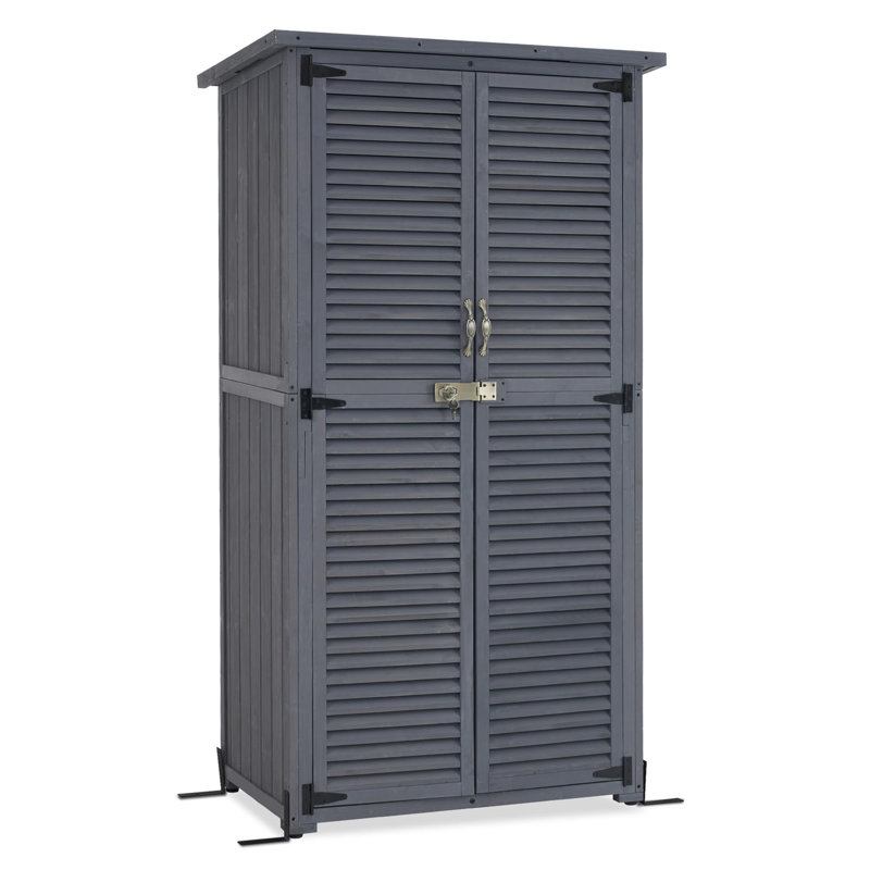 Outside Garden Tool Shed with 2 Doors, Gray